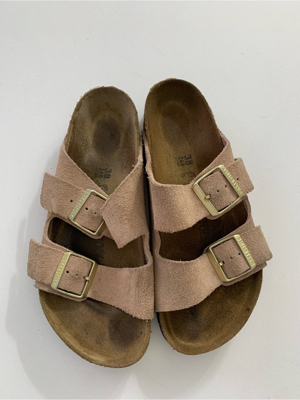 Birkenstock Arizona Suede leather Double-Buckle Sandals in Light Pink size 38